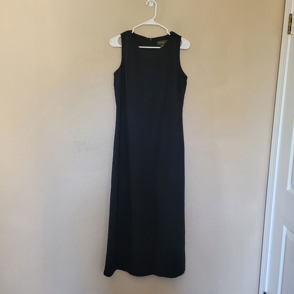 Vtg Eddie Bauer Sleeveless Womens 6 Maxi Sheath Dress Slit Minimalist Elegant